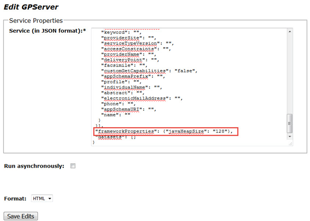 Service properties in JSON format